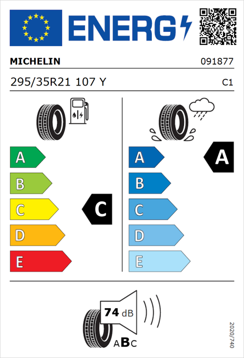 Tyre Label for Michelin Pilot Sport 4 SUV 295/35R21 107Y