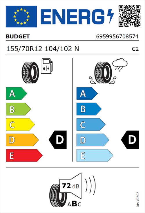 Tyre Label for Budget Compass ST5000 155/70R12 104/102N